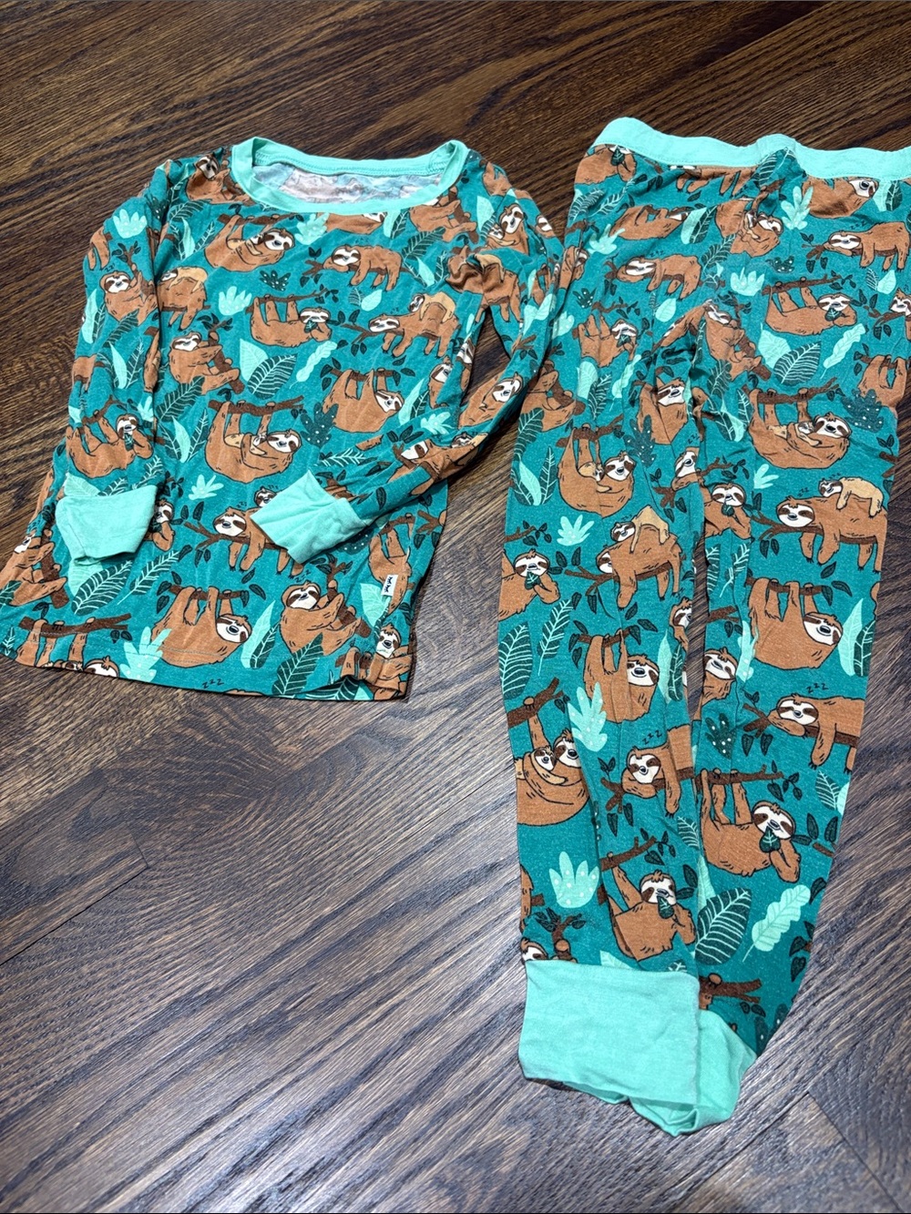Gymboree Teal Green Sloth-Print Pajama Set